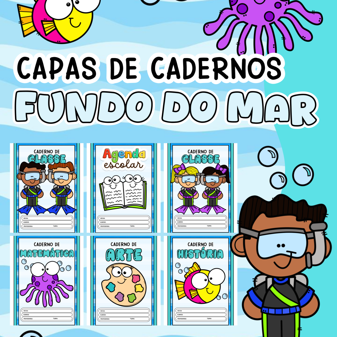 Capas de caderno fundo do mar