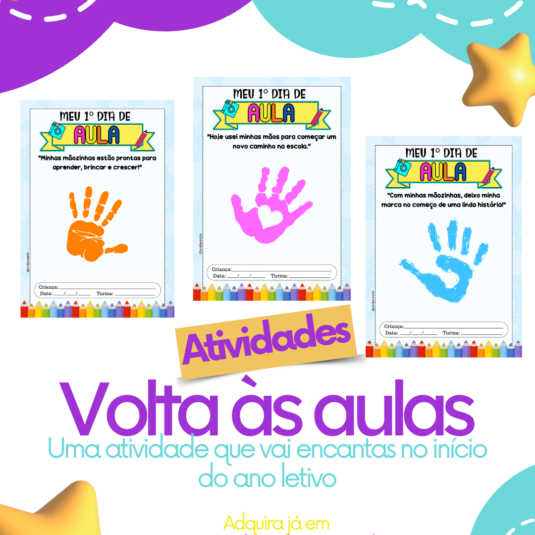 Atividade carimbo das mãos volta às aulas