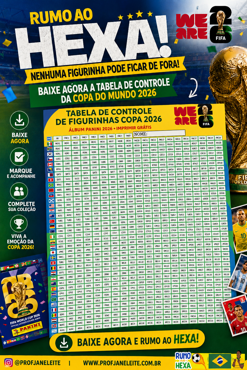 Controle de figurinhas da copa do mundo 2026