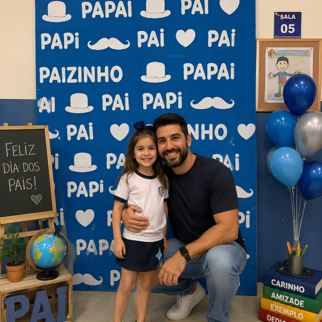 Painel dia dos pais cenário azul