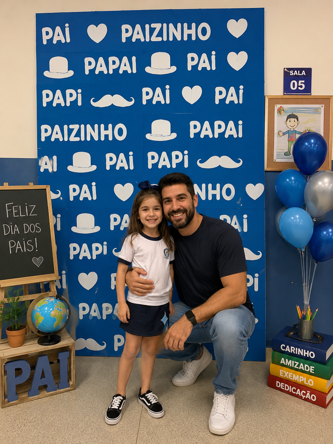 Painel dia dos pais cenário azul