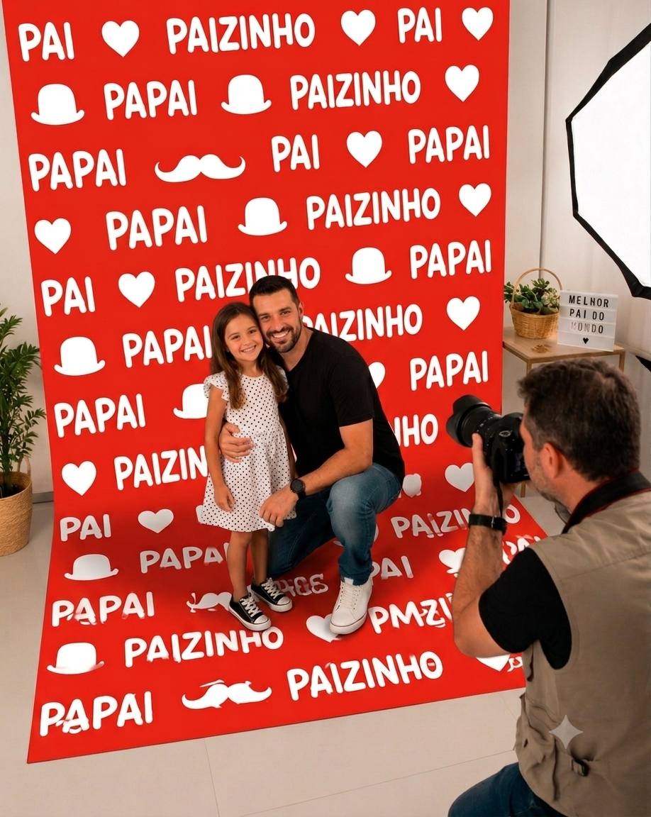 Painel dia dos pais vermelho cenário
