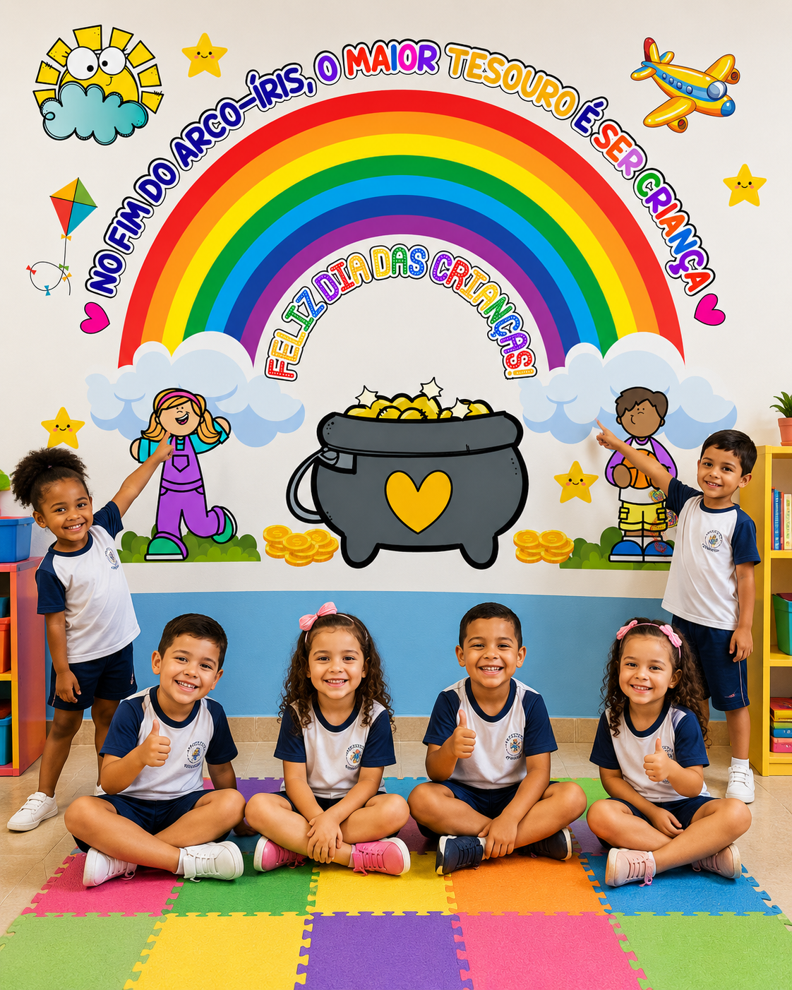 Painel dia das crianças arco-íris