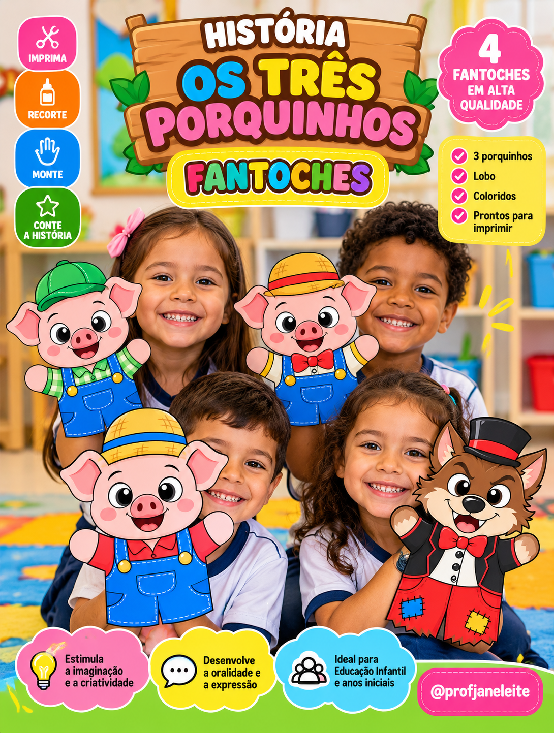 Os três porquinhos fantoche